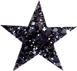 Sort glimmer stjerne hårclips diameter 5 cm